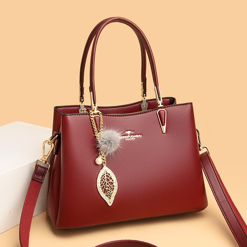 Soft Leather Bag Women'S Fashion Handbag Middle-Aged Mother Messenger Women'S Bag