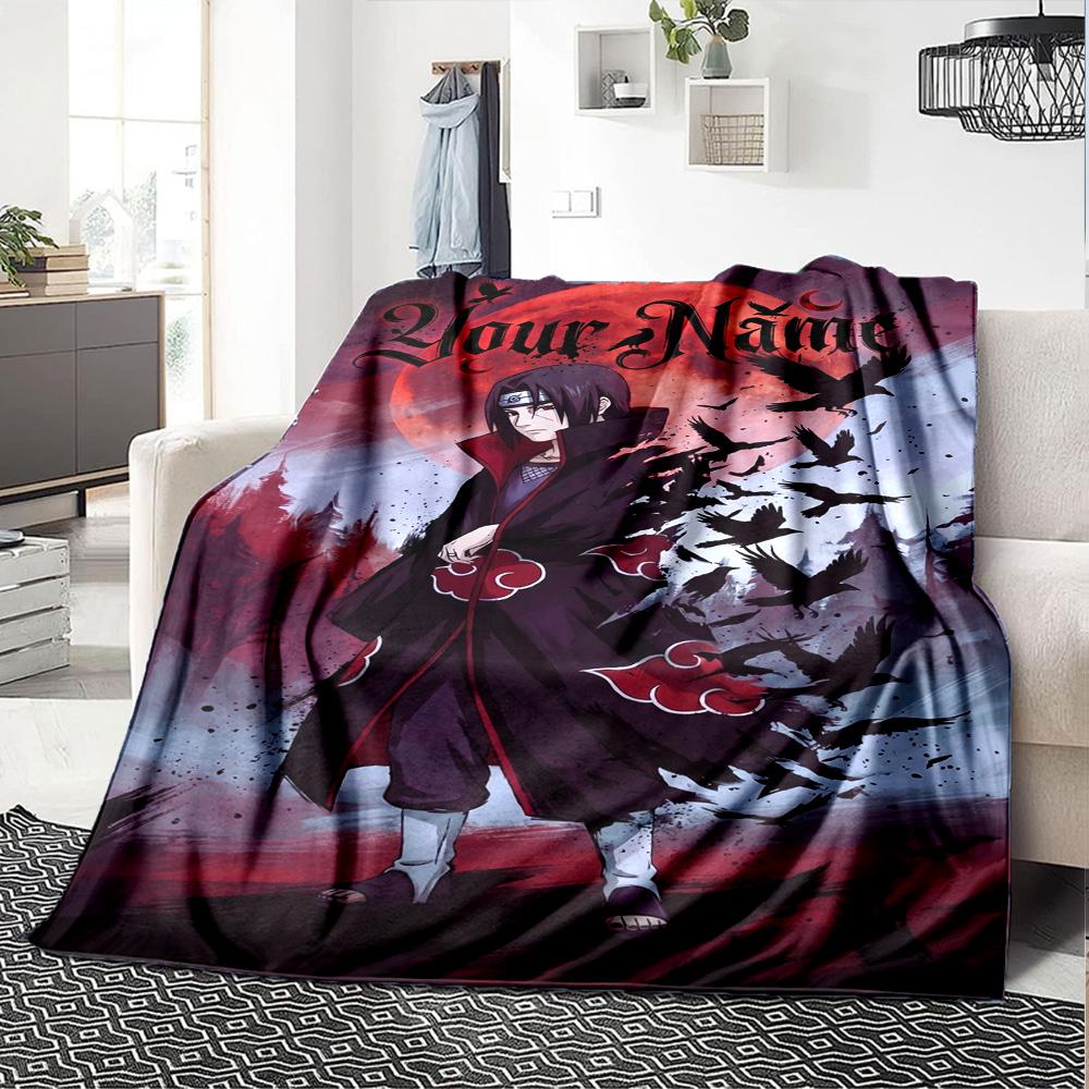 Naruto Character Customize Text Blanket Gift Customizable Blanket Soft Warm Cozy Perfect for Sofa Home Decor Couch Office Four Seasons Universal