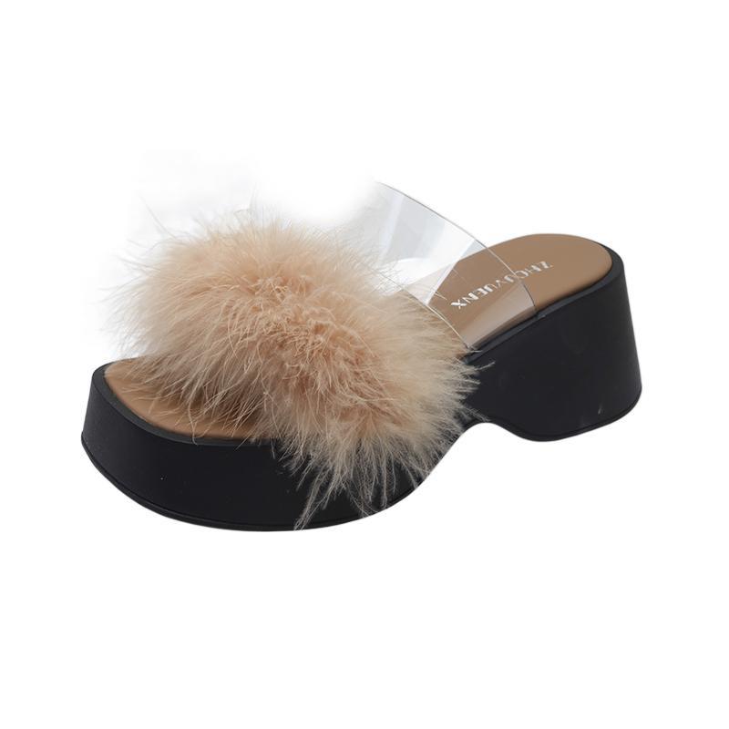 

Популярная пушистая замшевая классная обувь 2024 года, новые кексы, толстые подошвы, на высоком каблуке, искусственный мех, одно слово, девушка-трансвестит 40