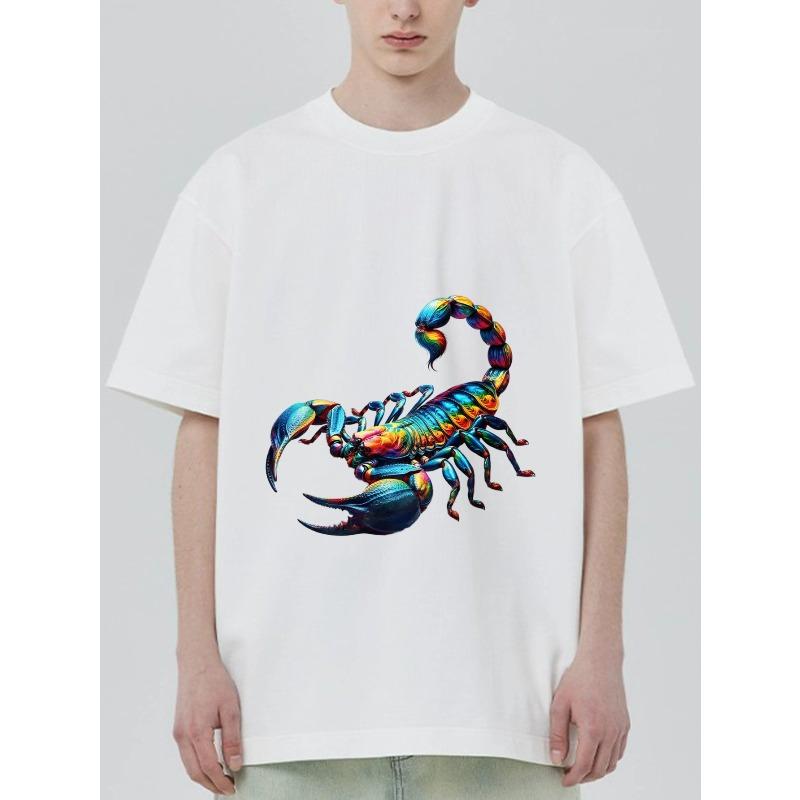 Черная футболка с красочным принтом скорпиона для повседневной носки S