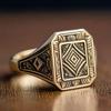 Eco-friendly 2025 Alloy Men's Ethnic Ring, Gold Imitation, Retro Engraved Patterns