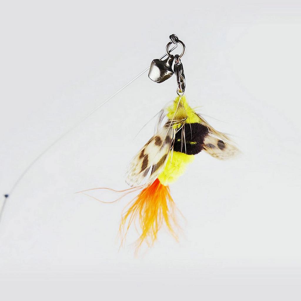 3 von Ni Katzenspielzeug, Katzenangel, Katzenspielzeug, Federspielzeug, Lieblings-Katzenangel, Angelrute (1) und Ersatzfedern (3)