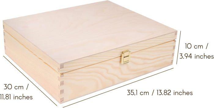 Coffret Cadeau - Creative Deco - Caisse à Vin en Bois - 3 Bouteilles - 35 x 30 x 10 cm - Non Peint