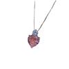 Jewelry Hot Simulation Color Treasure Pink Diamond Love Heart Pendant Love Necklace Earrings Jewelry Set