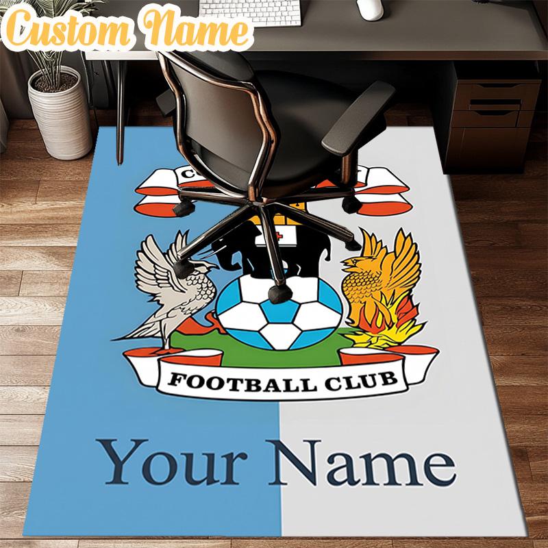 Custom Name Coventry City Crest Design Rug Office Rug Chair Mat Non Slip Carpet Rugs for Bedrooms Dining Room Living Room Home Decor gifts