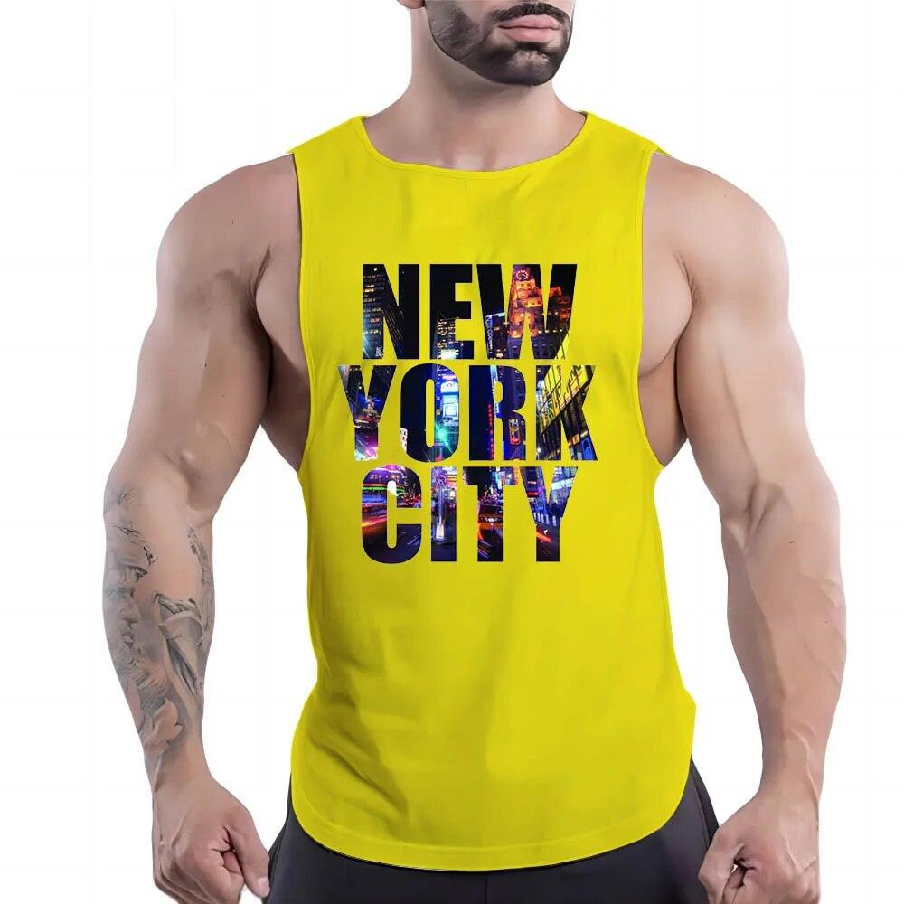 Four Seasons Herren Outdoor Fitness Freizeit Sport Rundhals Weste Kreatives Buchstabenmuster 2D Gedrucktes Jugend Trend Shirt