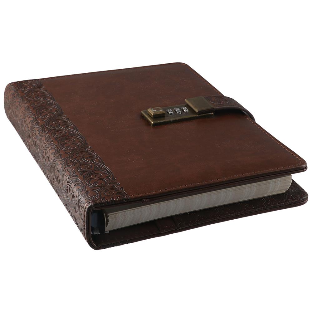 Brown Lock Diary 6 Ring Binder Notebook Ruled Journal with Lock  Women
