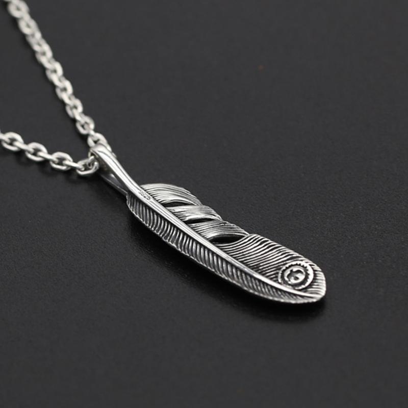 S925 Sterling Silver Jewelry Retro Thai Silver Personality Handmade Classic Eagle Feather Pendant