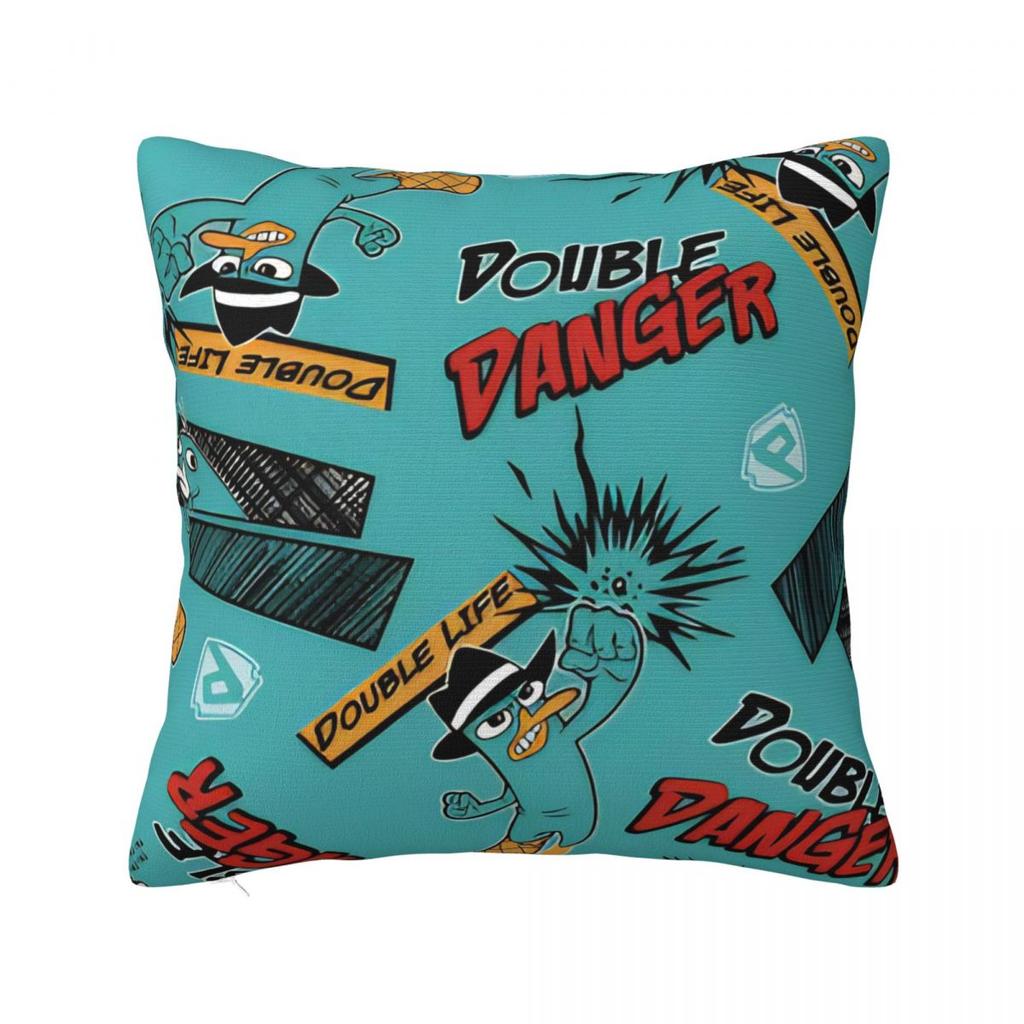 Perry The Platypus Square Pillow Case Cartoon Duck Cushion Covers Awesome Zippered Decor Pillowcase for Car cm