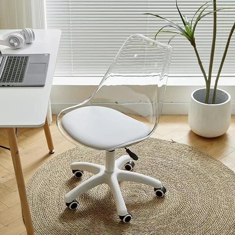 Computer Chair Rotary Wheel Lifting Family Makeup Chair Simple Transparent Small Space Office
