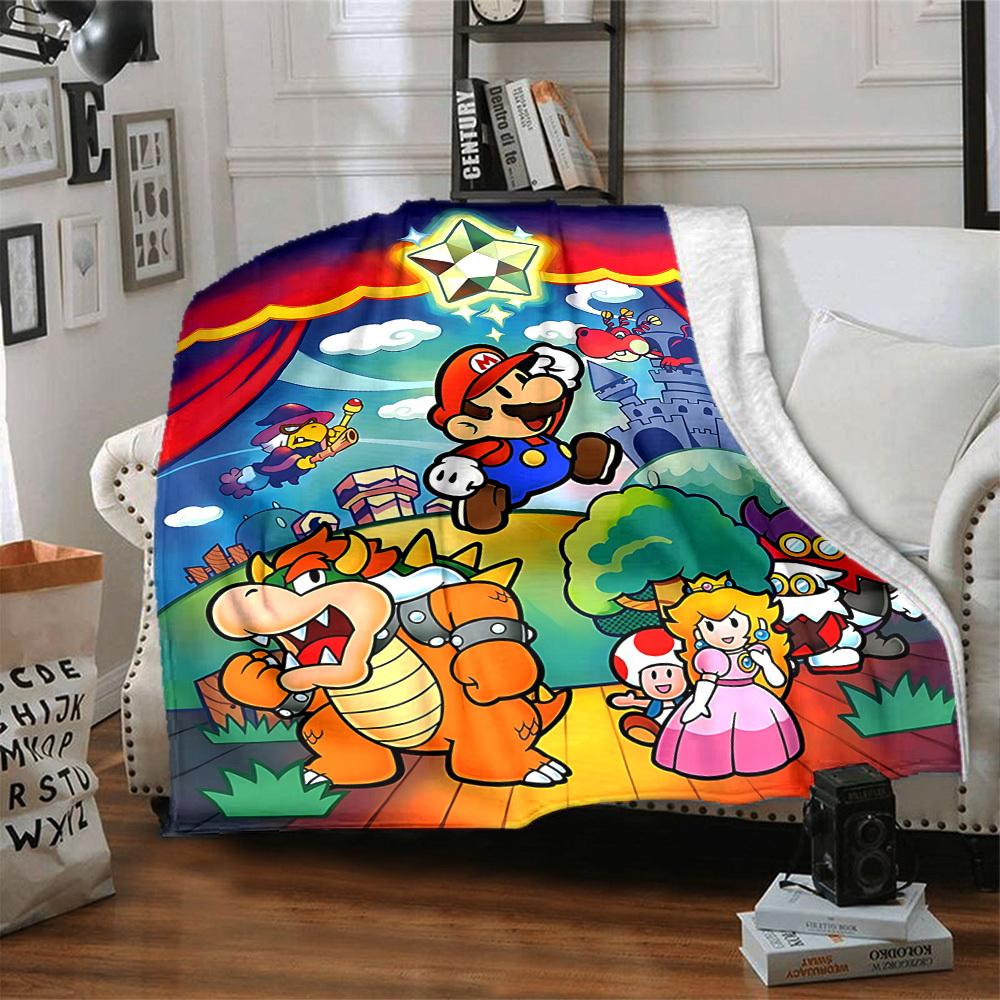 1pc Mario Soft & Warm Flannel Blanket, Multi-Purpose Throw Blanket for Couch, Sofa, Office, Bed, Camping, Travel 138