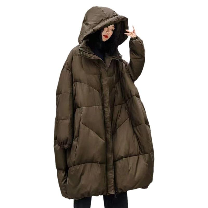 Large version large size down jacket women's fat MM loose European and American new medium and long warm loose white duck down jacket