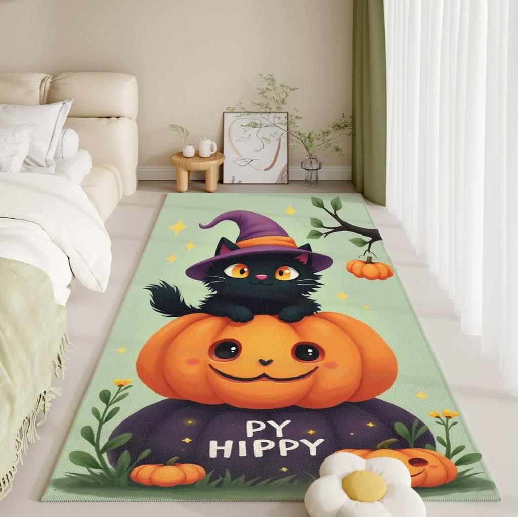 Haunted Nursery Rug - Baby-Safe Flannel for Monster Under Bed, Glow Eyes Anti-Slip Mat | Spooky Kids Room Essential