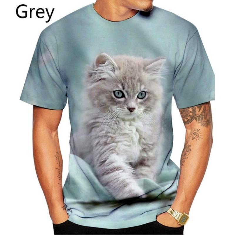 Summer Fashion Popular Cool T-shirt Men's and Women's 3d T-shirt Printing Cat Casual Short-sleeved Shirt Top