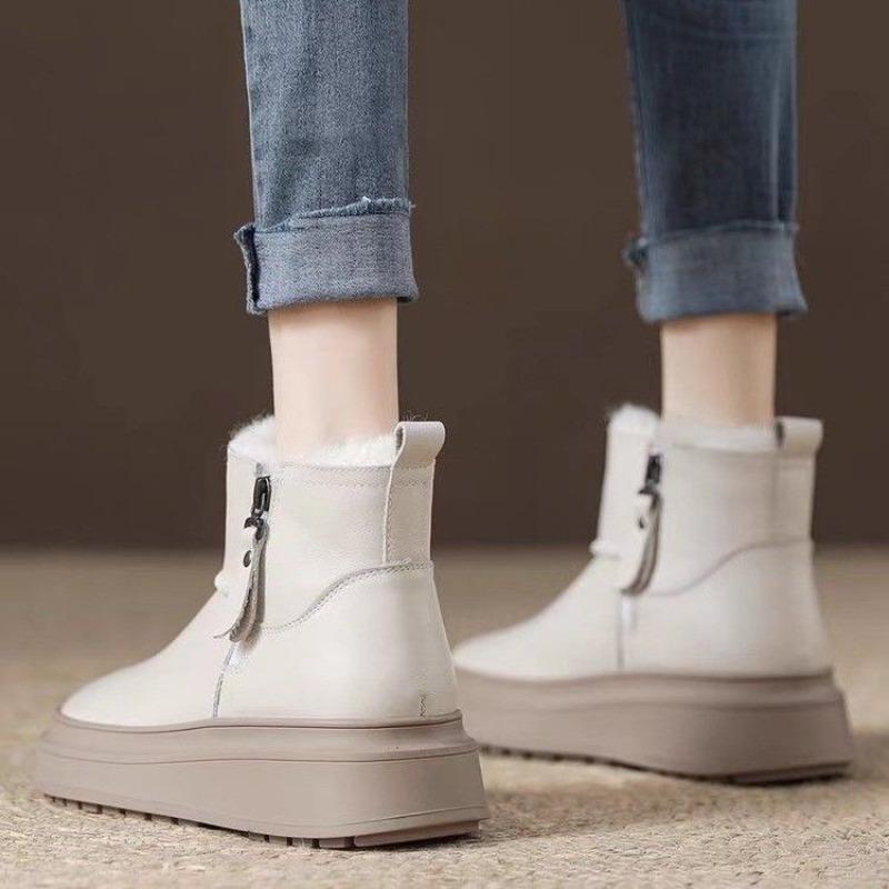 Shoes for Woman Elegant with Medium Heels Women's Snow Boots Leather Tassel Waterproof Anti Skid Goth On Slip Spring Autumn Chic