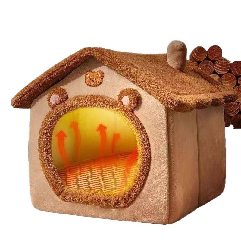 Removable & Washable Pet Nest: Cozy, Semi-Closed House for Cats & Dogs, Suitable for All Seasons