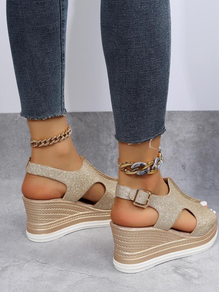 New Women's Roman Wedge Sandals with Peep Toe and Thick Sole