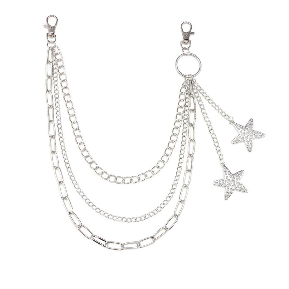 Punk Skateboard Metal Waist Chain With Hollow Star Pendant For Men And Women