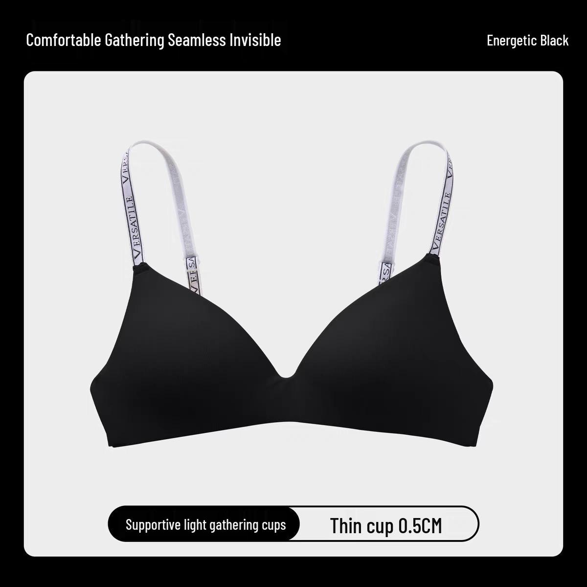 

Женский бесшовный легкий бюстгальтер с мягкой поддержкой, предотвращающий провисание, без косточек, с бретелями с надписями. 36/80 (Universal AB Cup)