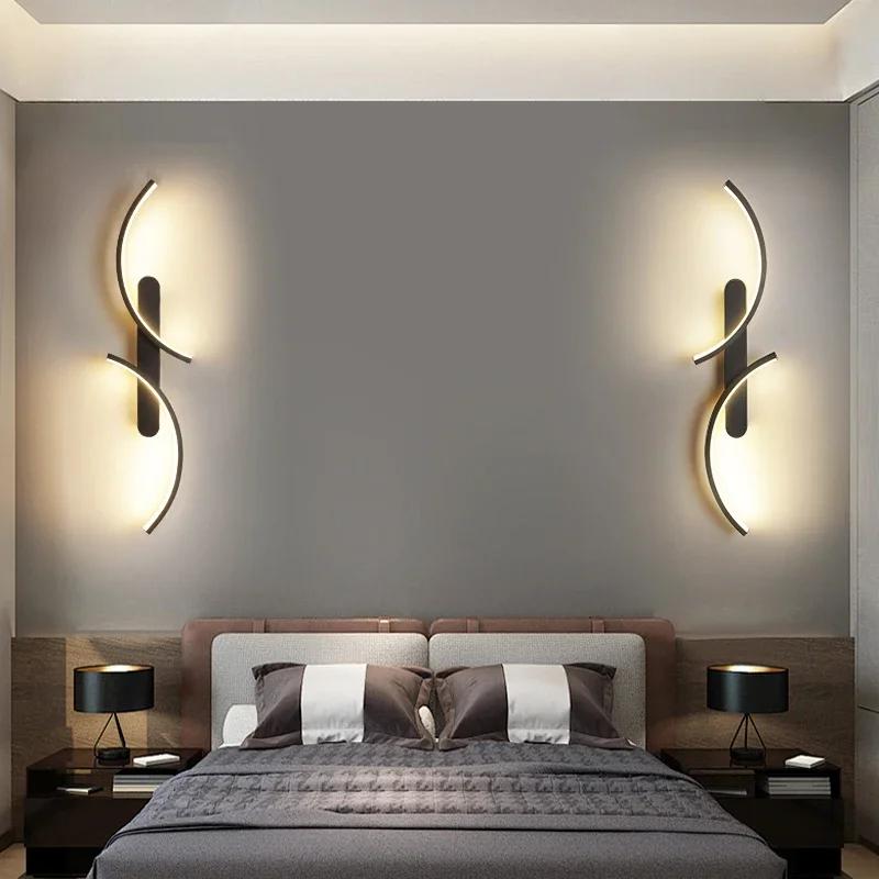 Moderní LED nástěnné svítidlo pro pokoj LED světla lampa do ložnice noční lampičky dvojitě zakřivené nástěnné svícny domácí dekorace vnitřní osvětlovací těleso
