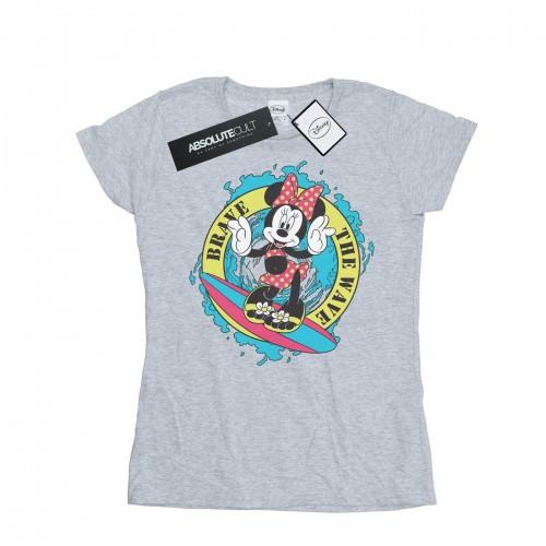 

Disney Womens/Ladies Minnie Mouse Brave The Wave Cotton T-Shirt XXL білий