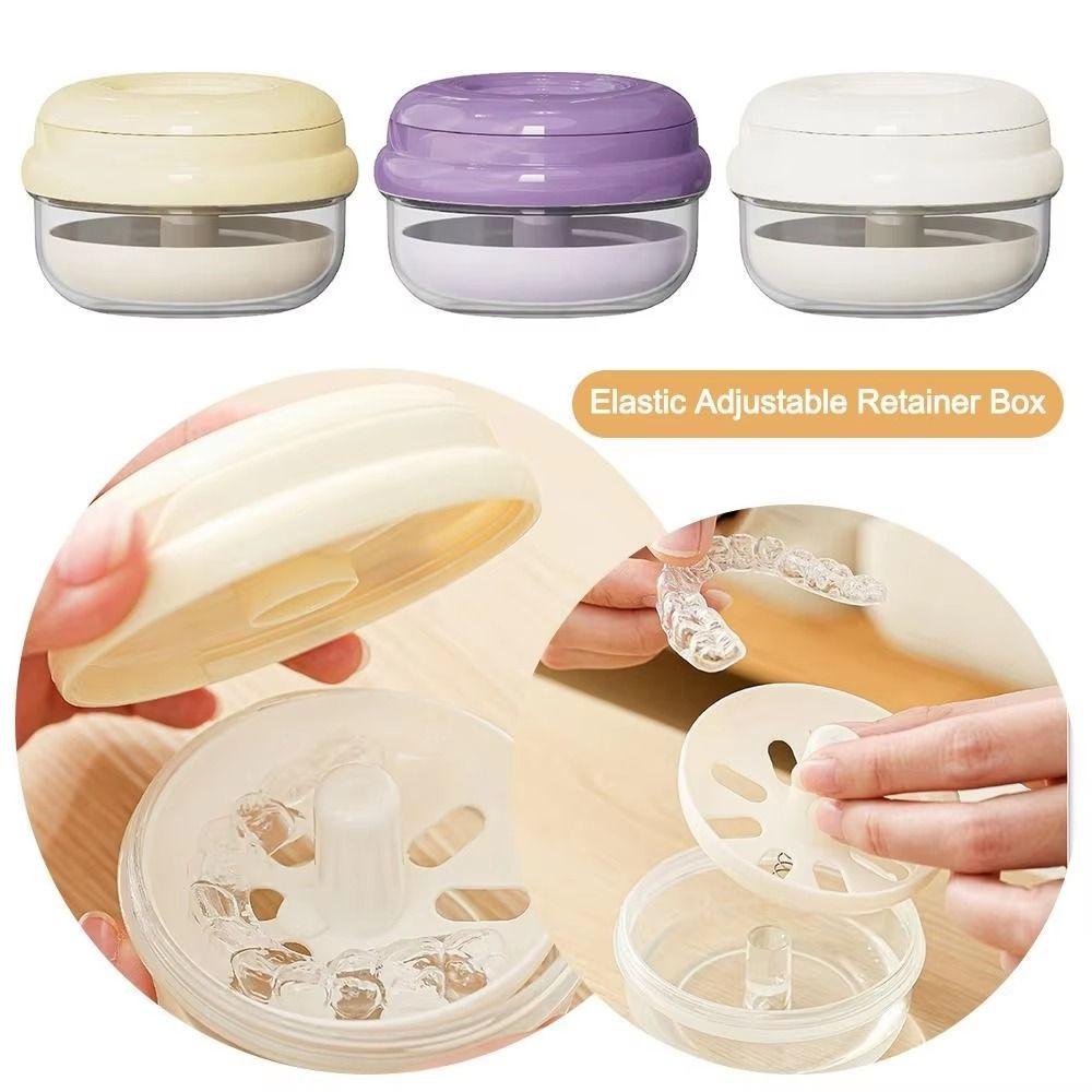 Clear Case Portable Denture Case Elastic Lifting Denture Soak Cup for Clear Braces