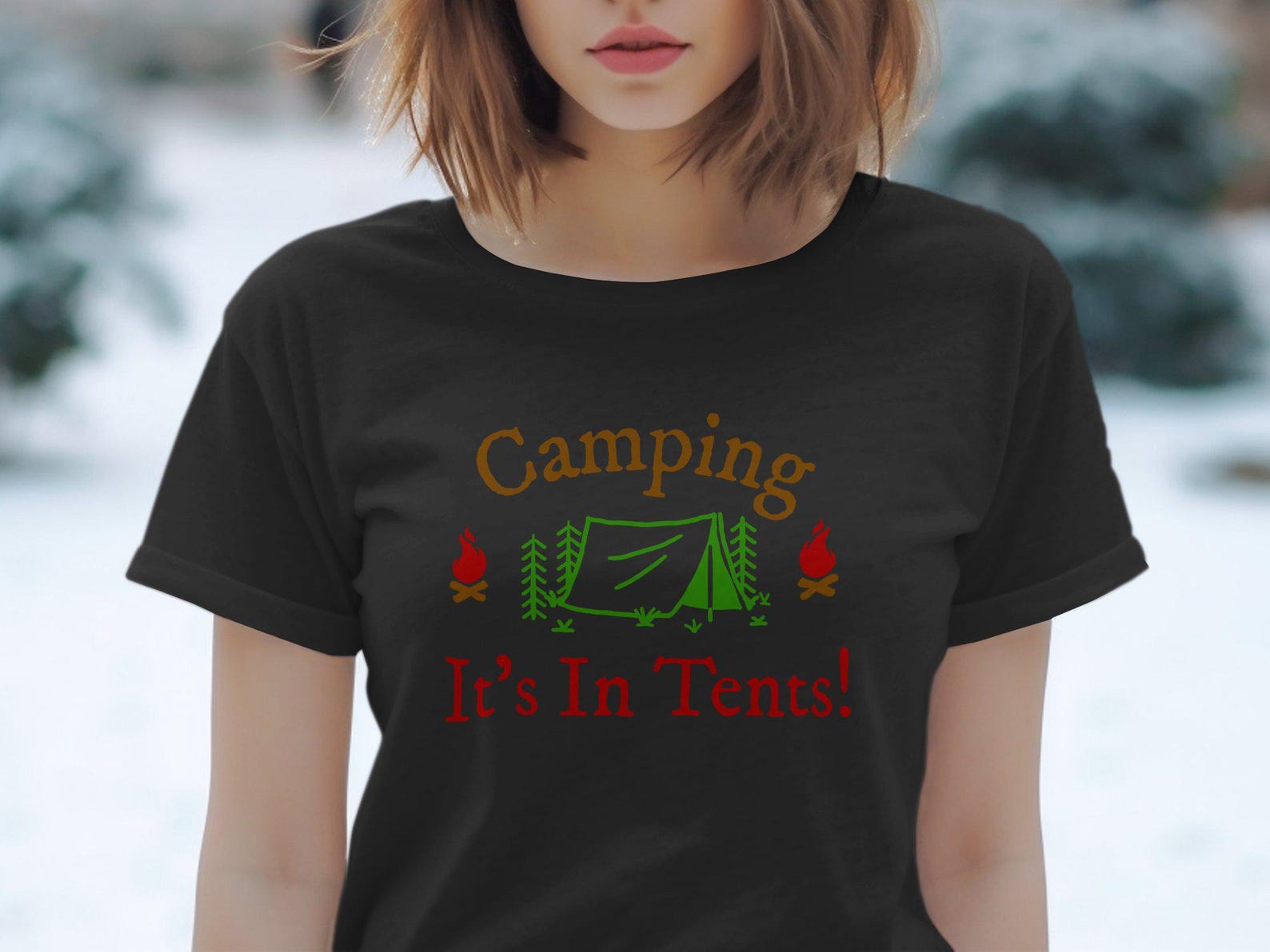 Camping It s In Tents Funny Outdoors T-Shirt, Camping Tent Campfire Graphic Tee, Perfect Gift for Camp Lovers 3XL