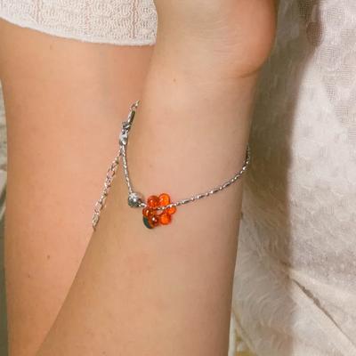 Orange Flower Ball Chain Bracelet_PM24B004HS