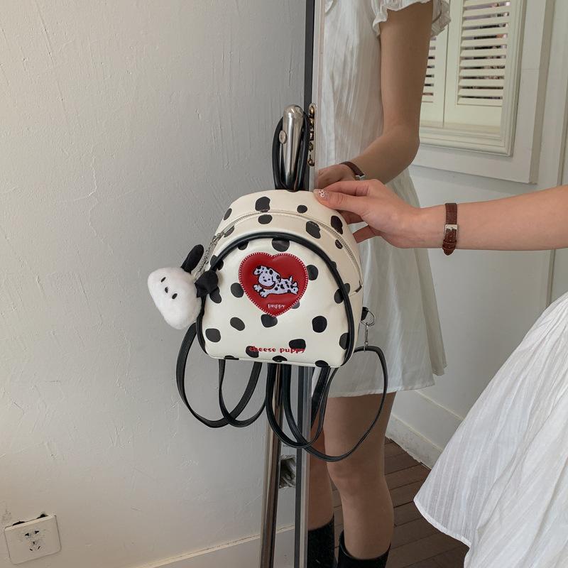 Schoolbag popular red puppy polka dot foreign style backpack original niche cute bag women's versatile handbag mini bag
