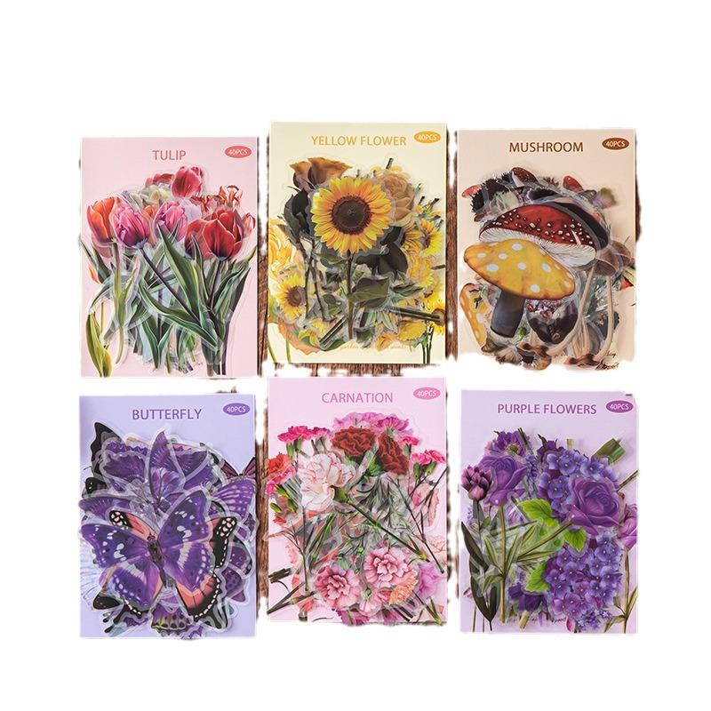 Botanical Flower Stickers Pack Butterflies Nature Journaling Decals Aesthetic DIY Scrapbooking Instagram Vintage Plant Sticker