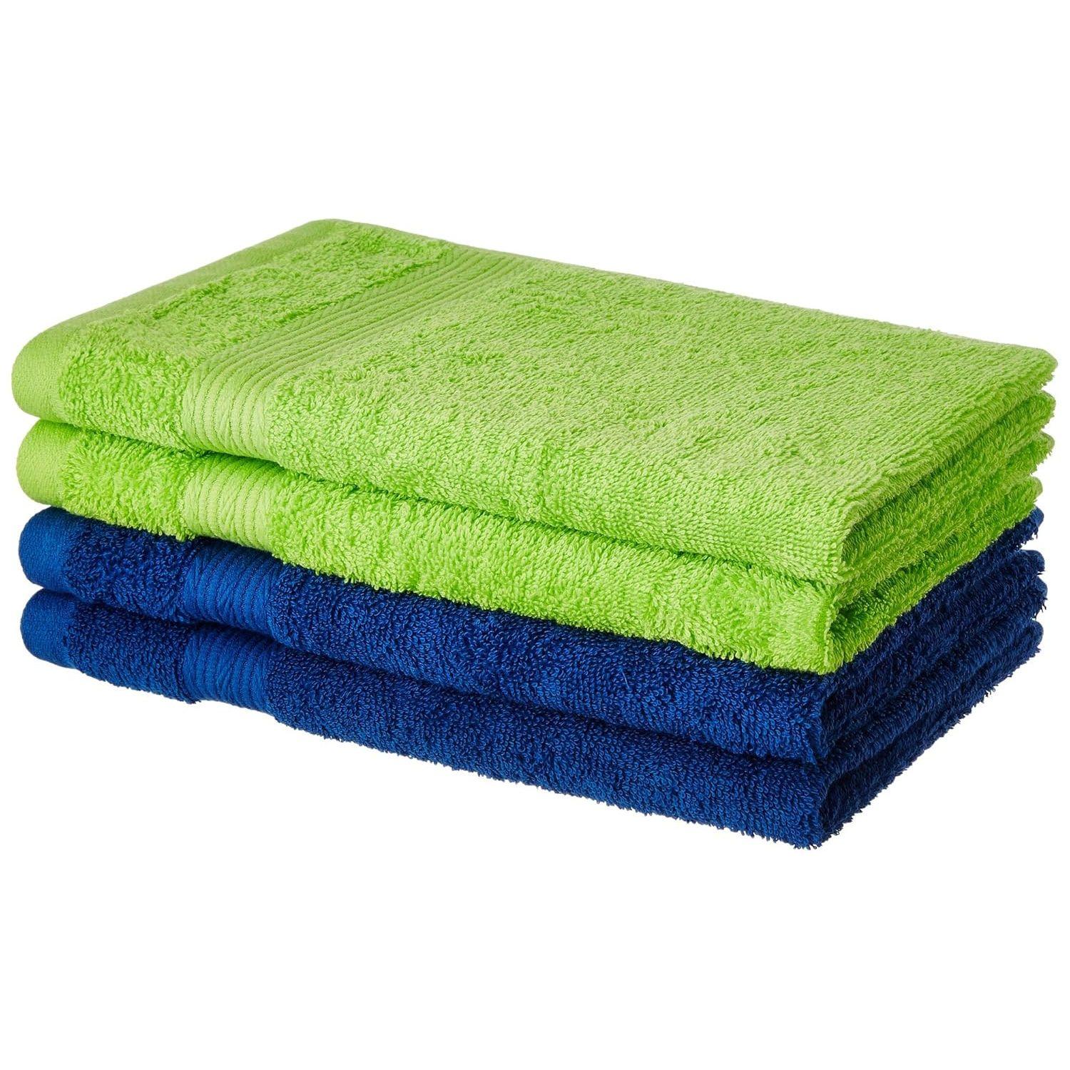 

Набор из 4 махровых полотенец для рук из 100% хлопка, 500 г/м² (Ирисовый синий и весенний зеленый) зелёный/синий