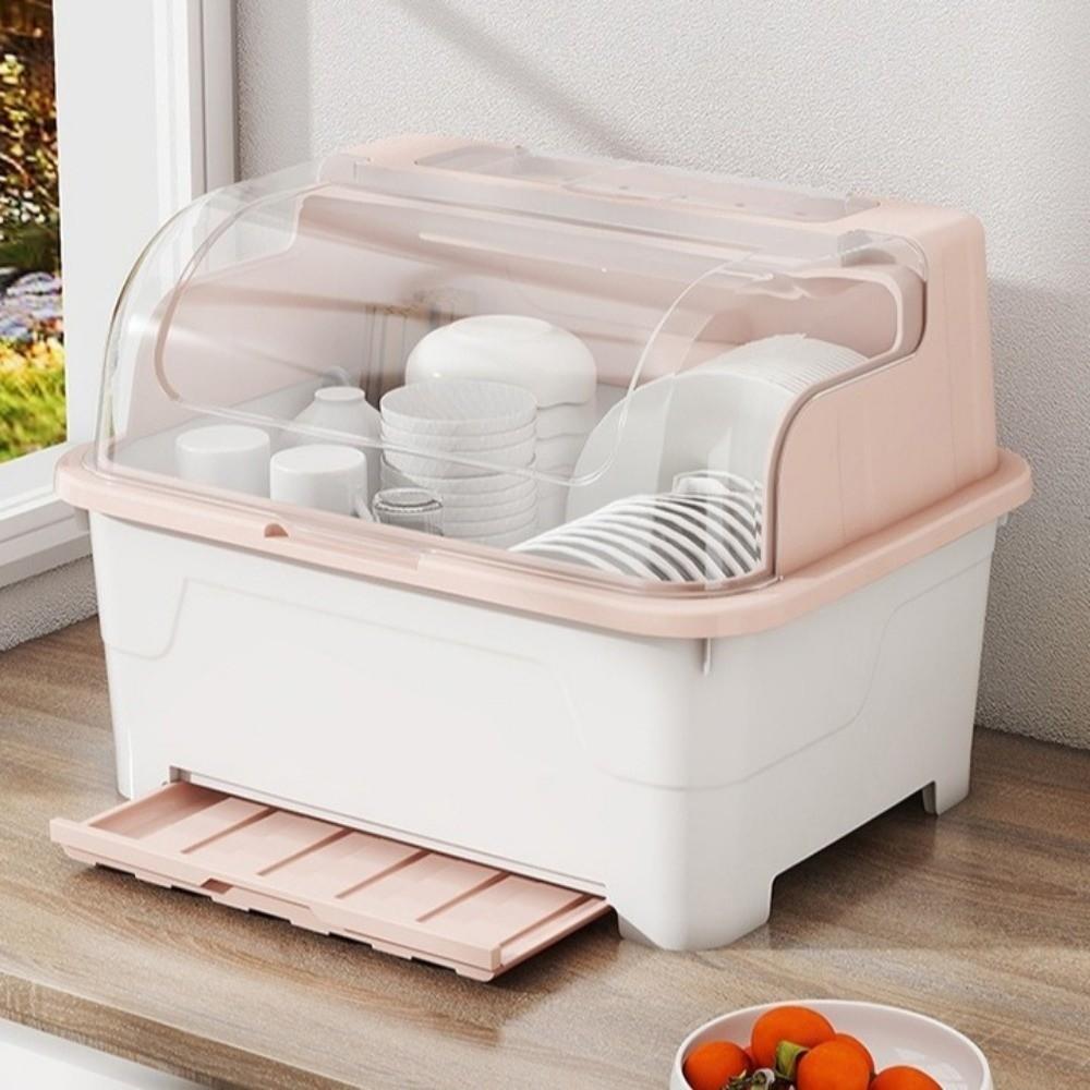 With Lid Dish Drying Rack Sealed Kitchen Storage Rack Storage Shelf Tableware Storage Box  Kitchen