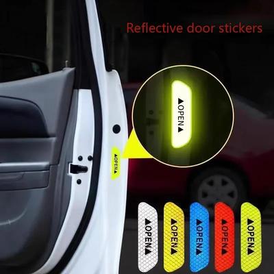6 Pieces Universal Reflective Door Sticker Safety Open Warning Auto Parts Reflective Tape Car Exterior Interior Reflector