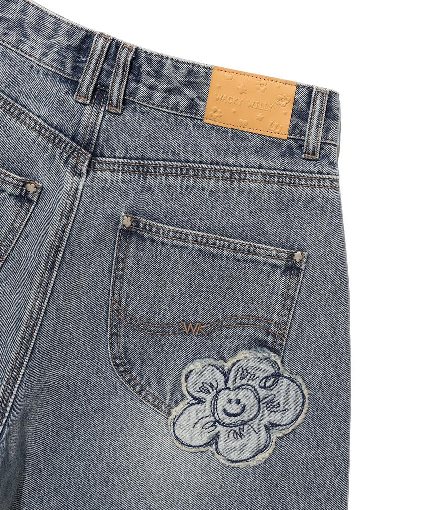 WACKY WILLY Women'S Applique Denim Bermuda Shorts Blue