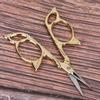 1pc Antique Style Stainless Steel Tailor Scissors Household DIY Sewing Accessories (Gold)