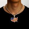 American Flag Drip Oil Full Diamond Alloy Pendant American Independence Day Hip Hop Necklace Men's Necklace Jewelry