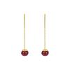 Red Retro Round Bead Tassel Earrings with Female Niche Design, High-end and Elegant Ear Line Earrings