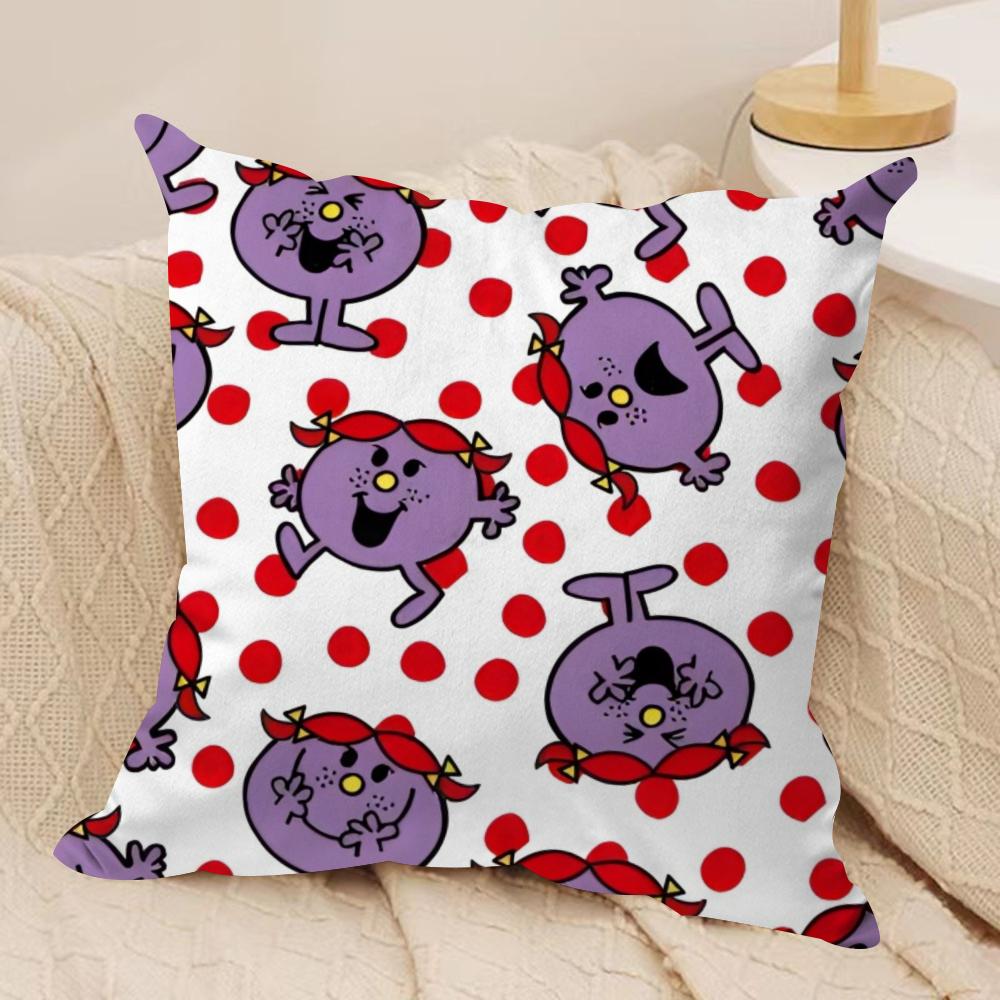 

Mr. Men and L-Little Miss Cushion Cover Soft Plush Fabric Double-Sided Printed Sofa Cushion Cover for All Seasons Home DecorGift 30cmx30cm