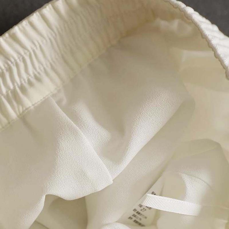 Breathable high-quality narrow wide-leg pants women's 2025 spring and summer new literary solid color elastic waist cotton and linen casual pants