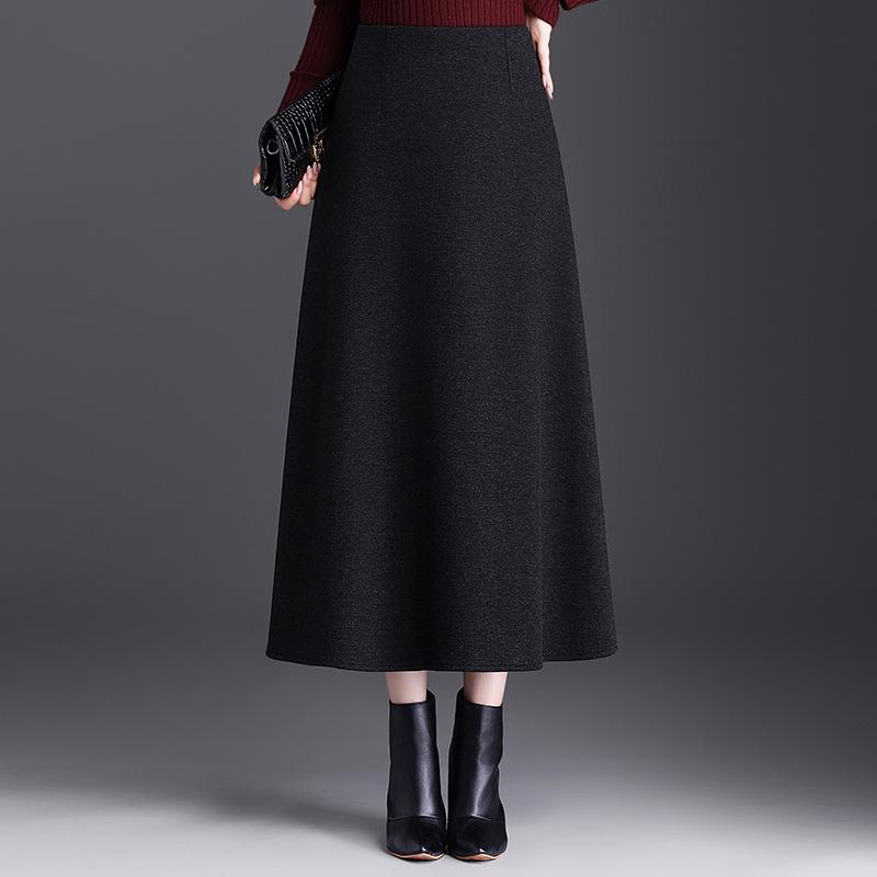 

Winter 2025 High-Waisted Wool A-Line Skirt: Slim-Fit, Drape, Long, Fashionable XL