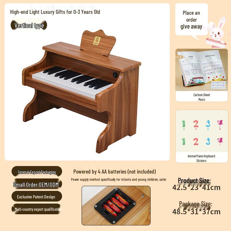 25-Key Children's Electronic Wooden Piano - Musical Toy for Early Education, Ideal Birthday Gift for Boys and Girls
