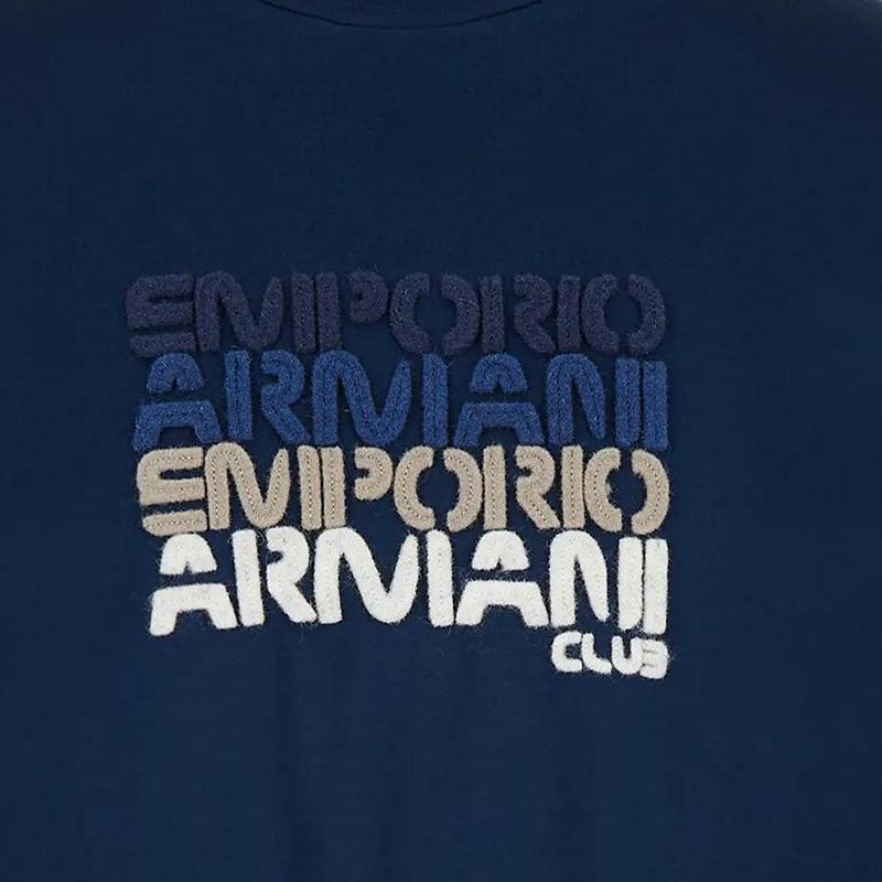 Emporio Armani Ss22 Solid Color Letter Logo Crew Neck Casual Fitted Short Sleeve T-Shirt Men Tops Navy-Blue 3L1TCB-1JUVZ-0947