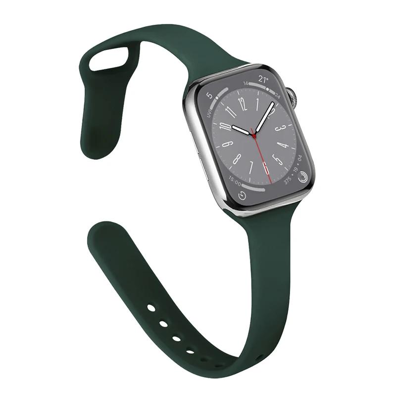 Slim Strap for Apple Watch Band 44mm 40mm 38mm 42mm Ultra 49mm Silicone Bracelet Correa iWatch Series 6 Se 5 4 3 7 8 45mm 41mm