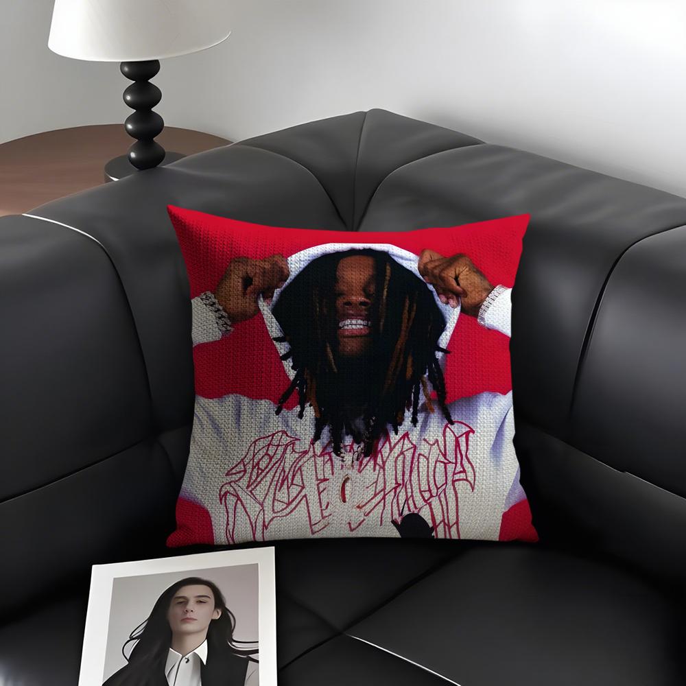 K-King Vonn Rapper Cushion Cover Natural Linen Organic Fabric Double-Sided Printing Sofa Home Decor Gift Pillow Case