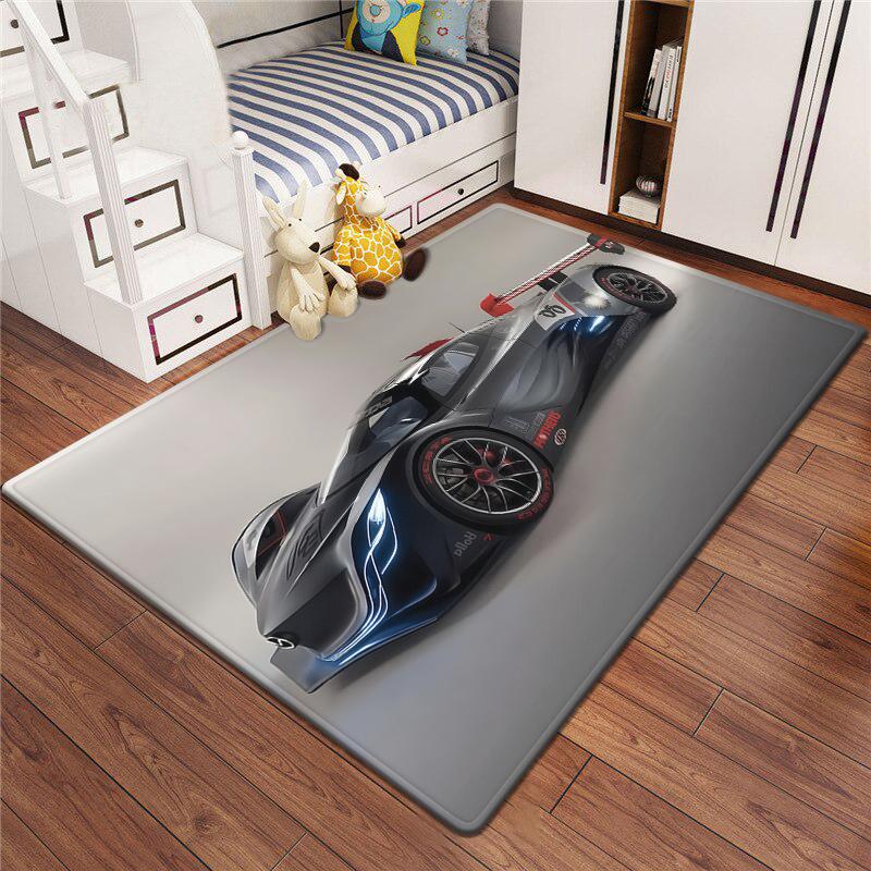 Racing Car Rug Multi-size Anti-Slip Polyester Carpet High-Definition Sport Car Print Modern Living Room Kids Game Room Decor Mat