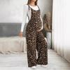 Maternity Leopard Print Adjustable Strap Wide Leg Jumpsuit Casual Comfortable Pregnancy Outfit