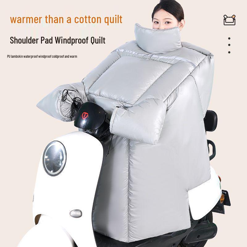 Electric Bicycle Winter Windshield Quilt: Thickened, Warm, Waterproof, Cold-Proof, Plus Velvet.