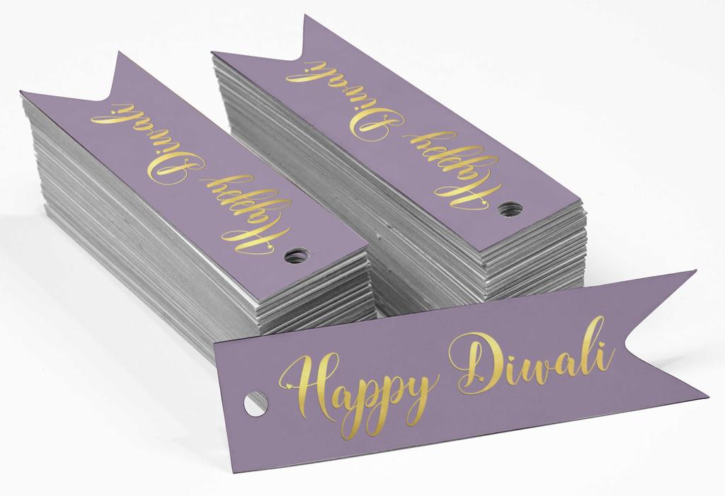 Inkdotpot Pack Of 100 Happy Diwali Favor Paper Tags Craft Real Gold Foil Hang