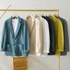 Abbigliamento Uomo Colore Unito Blazer Primavera Casual Lino e Cotone Tute Safari Taglie Forti