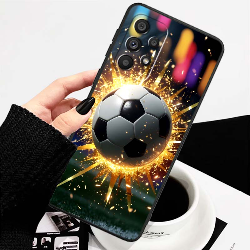 

Fashionable football cool Phone Case For Samsung A73 A72 A71 A55 A54 A53 A52 A51 A13 A22 A16 A15 A12 A14 A26 A07 5G Black Galaxy A16 5G
